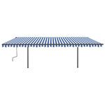 ZNTS Manual Retractable Awning with LED 6x3.5 m Blue and White 3070281