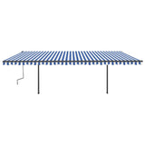 ZNTS Manual Retractable Awning with LED 6x3.5 m Blue and White 3070281