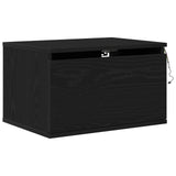 ZNTS Bedside Cabinets with LED Lights 2 pcs Wall-Mounted Black Oak 863083