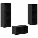 TV Cabinet Set Black Oak 37 x 37 x 107 cm Engineered Wood 3393364