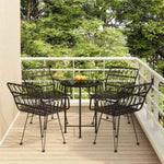 ZNTS 5 Piece Garden Dining Set Black Poly Rattan 3157838