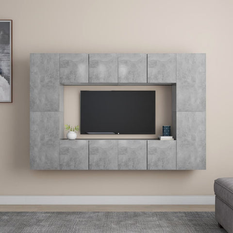 8 Piece TV Cabinet Set Concrete Grey Engineered Wood 3079088