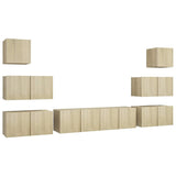 8 Piece TV Cabinet Set Sonoma Oak Engineered Wood 3079029