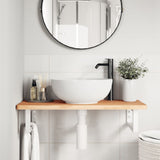 Basin Shelf Wall Mounted Steel and Solid Wood Beech 3302364