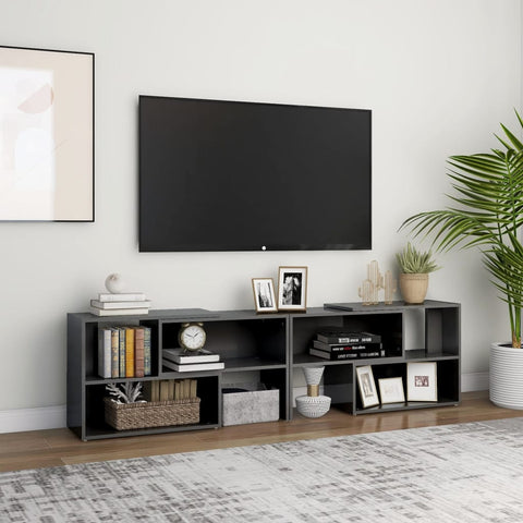 TV Cabinet High Gloss Grey 149x30x52 cm Engineered Wood 808367