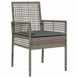 Garden Dining Set with Cushion 3 pcs Grey Poly Rattan 3379877