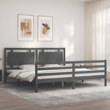 Bed Frame without Mattress Grey 200x200 cm Solid Wood 3194073