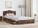 Storage Bed with Drawer Smoked Oak 90 x 200 cm Engineered Wood 3413135