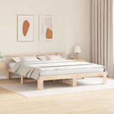 Bed Frame with Headboard Natural 200 x 200 cm Solid Pine Wood 872596