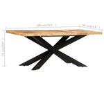 ZNTS Dining Table 180x90x76 cm Solid Rough Mango Wood 285963