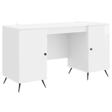 Desk High Gloss White 142.5 x 50 x 75 cm Engineered Wood 3414634
