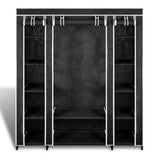 Cabinet Black Non-woven Fabric, Iron Collapsible Fabric Wardrobe 240495
