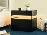 LED Nightstands Acrylic Board LED Bedside Tables for End Table with 3 Drawer Dresser for T3272P287614