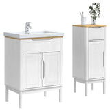 Bathroom Furniture Set FLORO 2 pcs White Solid Pine Wood 3385880