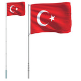 Turkey Flag and Pole 5.55 m Aluminium 3147145
