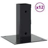 Post Bases Square 12 pcs Anthracite 46x46 mm Powder-coated Steel 42000019