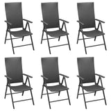 7 Piece Garden Dining Set Black Poly Rattan 3156517