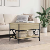 Coffee Table Sonoma Oak 70x50x50 cm Engineered Wood and Metal 845352