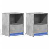 ZNTS Bedside Cabinets with LED Lights 2 pcs Concrete Grey Engineered Wood 852026