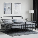Metal Bed Frame without Mattress with Footboard Black 200x200cm 353660