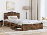 Bed Frame with Drawer Smoked Oak 100 x 200 cm Engineer Wood 3413447