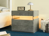 LED Nightstands Acrylic Board LED Bedside Tables for End Table with 3 Drawer Dresser for T3272P287615
