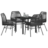 Garden Dining Set with Cushion 5 pcs Black Poly Rattan 3380870