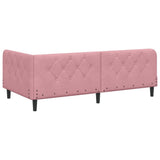 Corner Bed Frame with Headboard Pink 90 x 190 cm Velvet 42016599