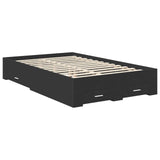 Bed Frame with Headboard Black 120 x 190 cm Engineered Wood 3412811