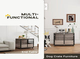 80cm Furniture Style Dog Crate Dog Cage End Table Indoor with 3 Doors Soft Washable Cushion, for T3398P349628
