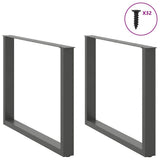 Dining Table Legs U-Shaped 2 pcs Anthracite 100x cm Steel 4013198
