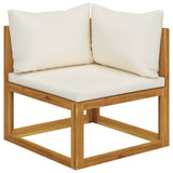 Garden Sofa Cream Solid Acacia wood, Polyester 4-seater Modular 3098672