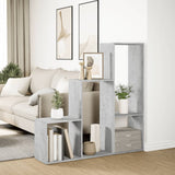 Room Divider Bookcase 3-Tier Concrete Grey 123x29x123 cm Engineered Wood 857988