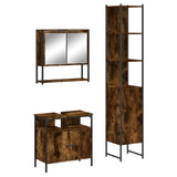 3 Piece Bathroom Furniture Set Smoked Oak Engineered Wood 3214677