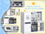 Pretend Play Toy Kitchen, Kids Kitchen Playset w/ Sounds, Lights, Running Water, Coffee Maker, T3398P422354