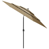 3-Tier Garden Parasol with Aluminium Pole Taupe 3 m 313871
