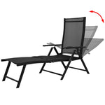 ZNTS Folding Sun Lounger Aluminium Black 41741