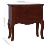 ZNTS Bedside Cabinet Classical Brown 60x30x60 cm Solid Mahogany 288883