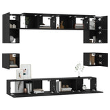 ZNTS 8 Piece TV Cabinet Set Black Engineered Wood 3114415