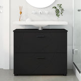 Bathroom Cabinet with Drawer with Door Black 76.5 x 35 x 64 cm 883295