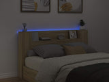 Storage Headboard with LED Sonoma Oak Engineered Wood 3418664