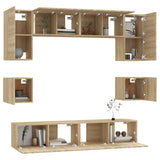8 Piece TV Cabinet Set Sonoma Oak Engineered Wood 3114408