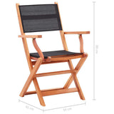 Folding Chairs 2 pcs Black Solid Eucalyptus Wood and Textilene 48692
