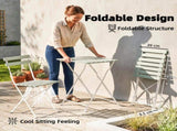 Outdoor Bistro Set Folding Patio Furniture Set with 2 Chairs Table for 2 People White and Green T3398P551643