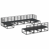Garden Sofa Set with Cushion 10 pcs Black Aluminium 3378910