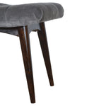 Grey Cotton Velvet Curved Bench IN933