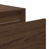 ZNTS Wall-mounted Bedside Cabinet with LED Lights Brown Oak 860223