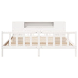 ZNTS Bookcase Bed without Mattress White 180x200 cm Super King Solid Wood Pine 3322093