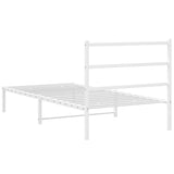 Metal Bed Frame without Mattress with Headboard White 100x200cm 355409