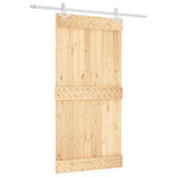 Sliding Door Natural and White 100 x 210 cm Solid Pine Wood 3445106
